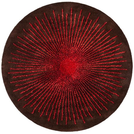 Safavieh 8 x 8 ft. Soho Rustic Hand Tufted Round Area Rug; Brown & Red SOH655T-8R